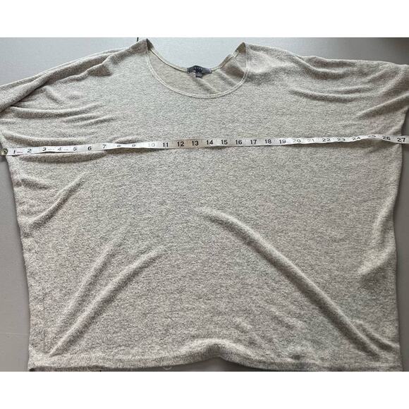 Gyft Long Sleeve Top Scoop Neck Drop Shoulder Sweater Gray Tan Lagenlook L - Picture 9 of 11